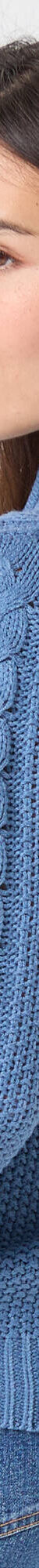 Pull col montant zippé, maille torsadée (bleu jean) Pull col montant zippé, maille torsadée (bleu jean)